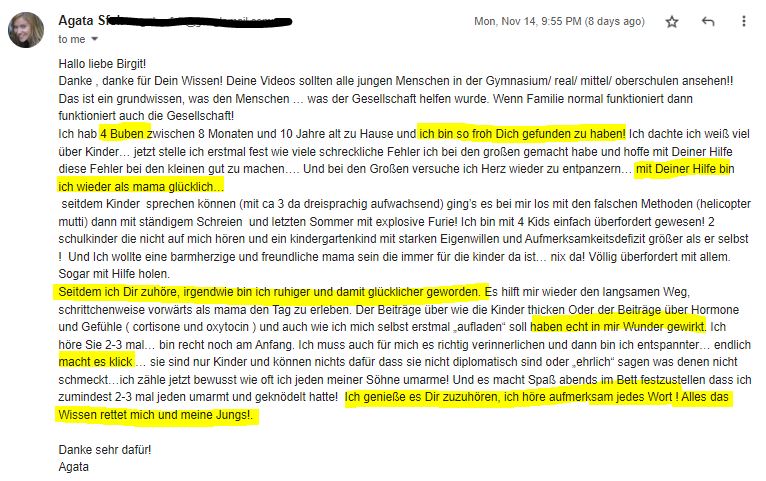 Testimonial Videokurs StarkeKids Schimpffreie Erziehung