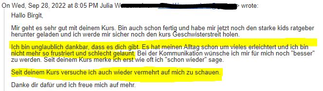 Testimonial StarkeKids Schimpffreie Erziehung